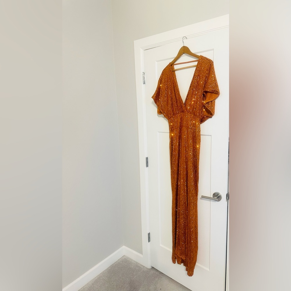 Rust Kimono Sleeve Maxi Occassion Dress - Picture 14 of 17